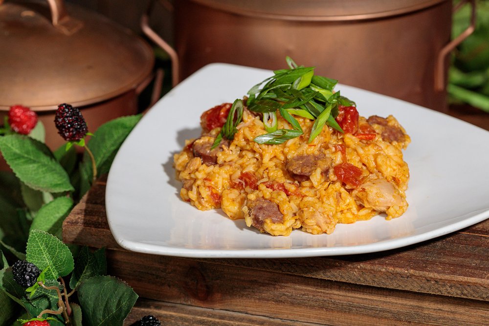  Jambalaya with Boysenberry Sausage, Chicken and Shrimp 