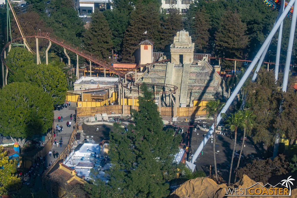  Today, you can see that Fiesta Village construction has progressed, closing off pretty much the entire land except for the strip of walkway connecting Camp Snoopy to the Boardwalk and a little detour to Jaguar, which is the only ride currently opera