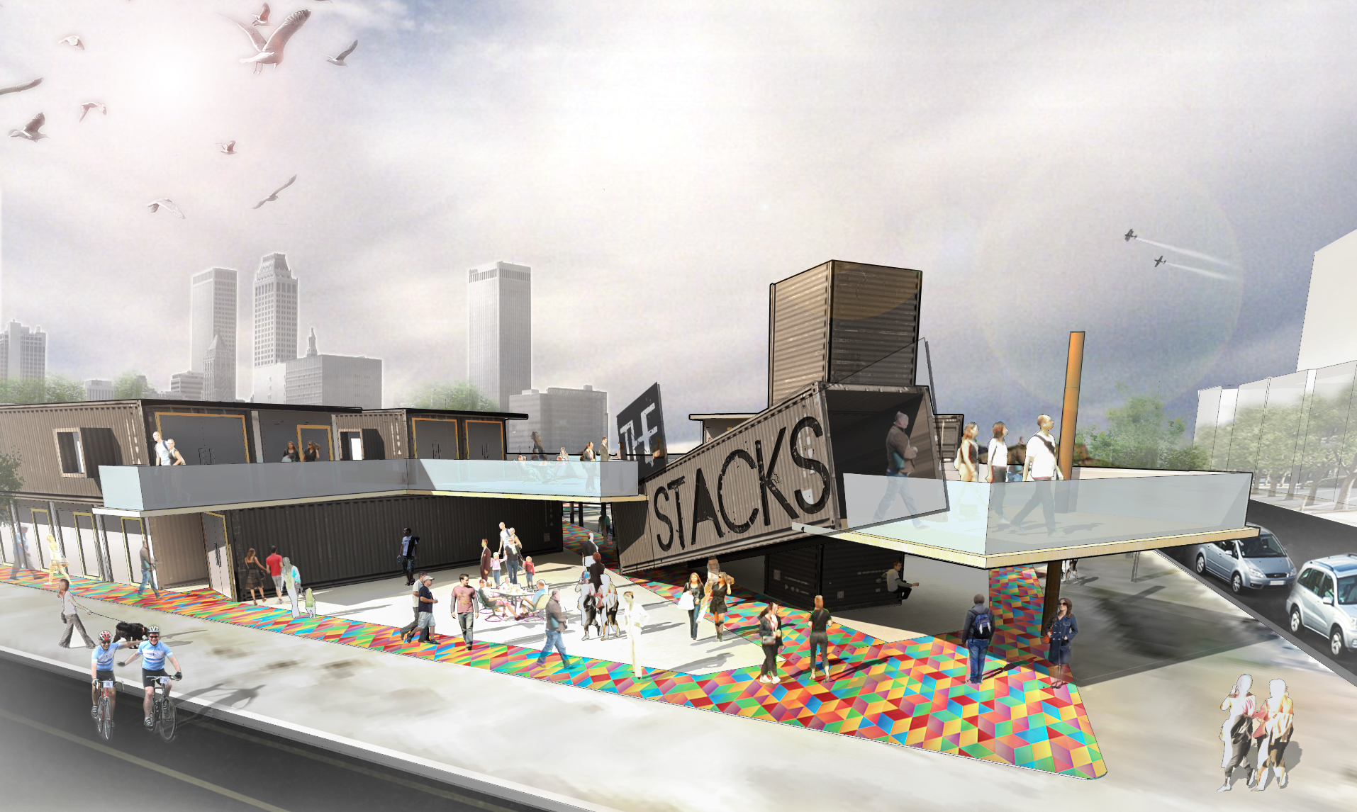 Conceptual design for architectural experimentation with shipping containers.