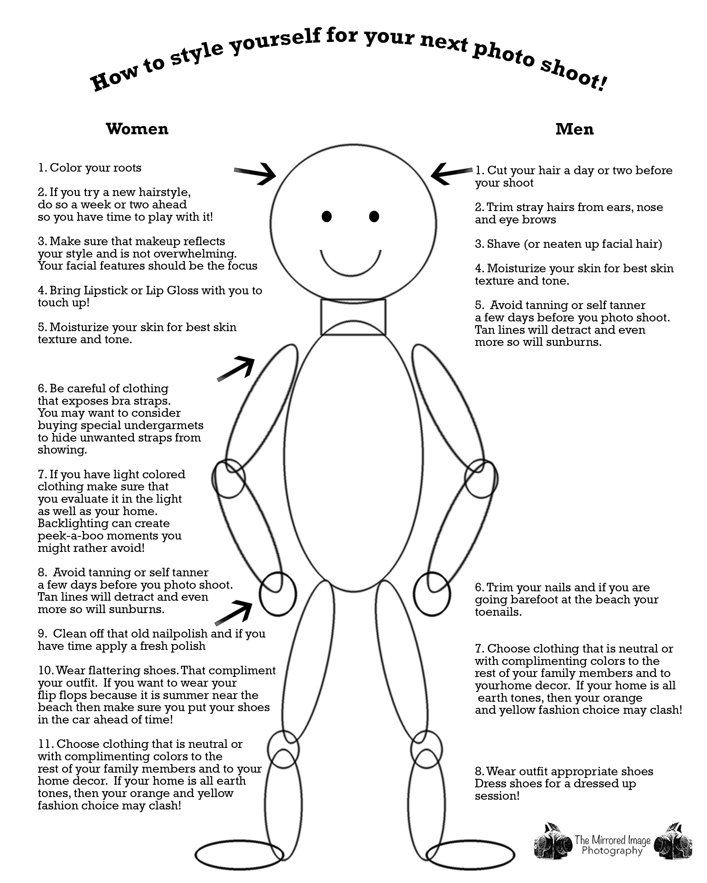 Printable Infographic: How to style yourself for your next photo shoot!