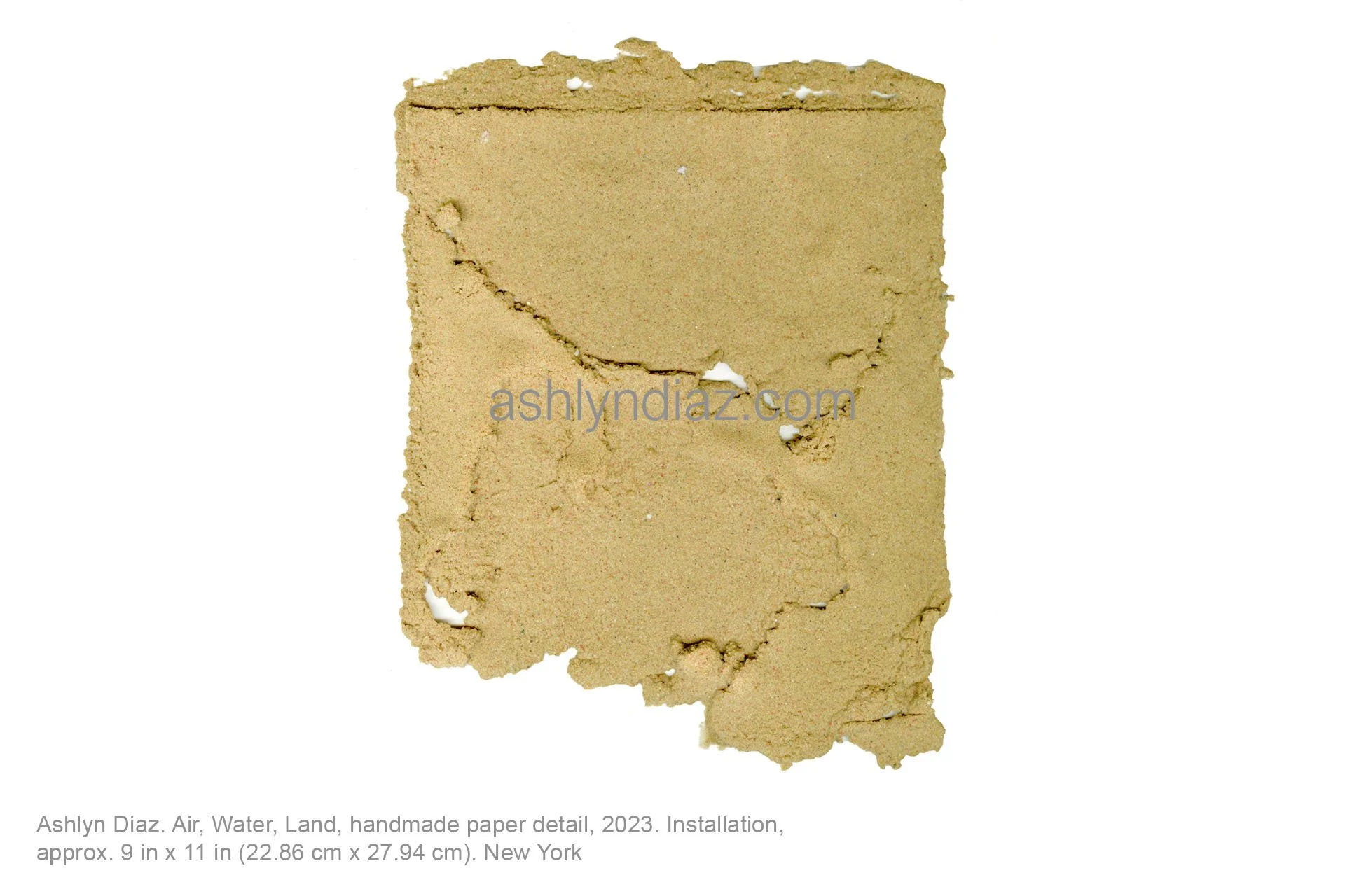 Ashlyn Diaz. Air, Water, Land, sand sculpture detail, 2023. Installation, 
approx. 9 in × 11 in (22.86 cm x 27.94 cm) overall dimensions variable. New York