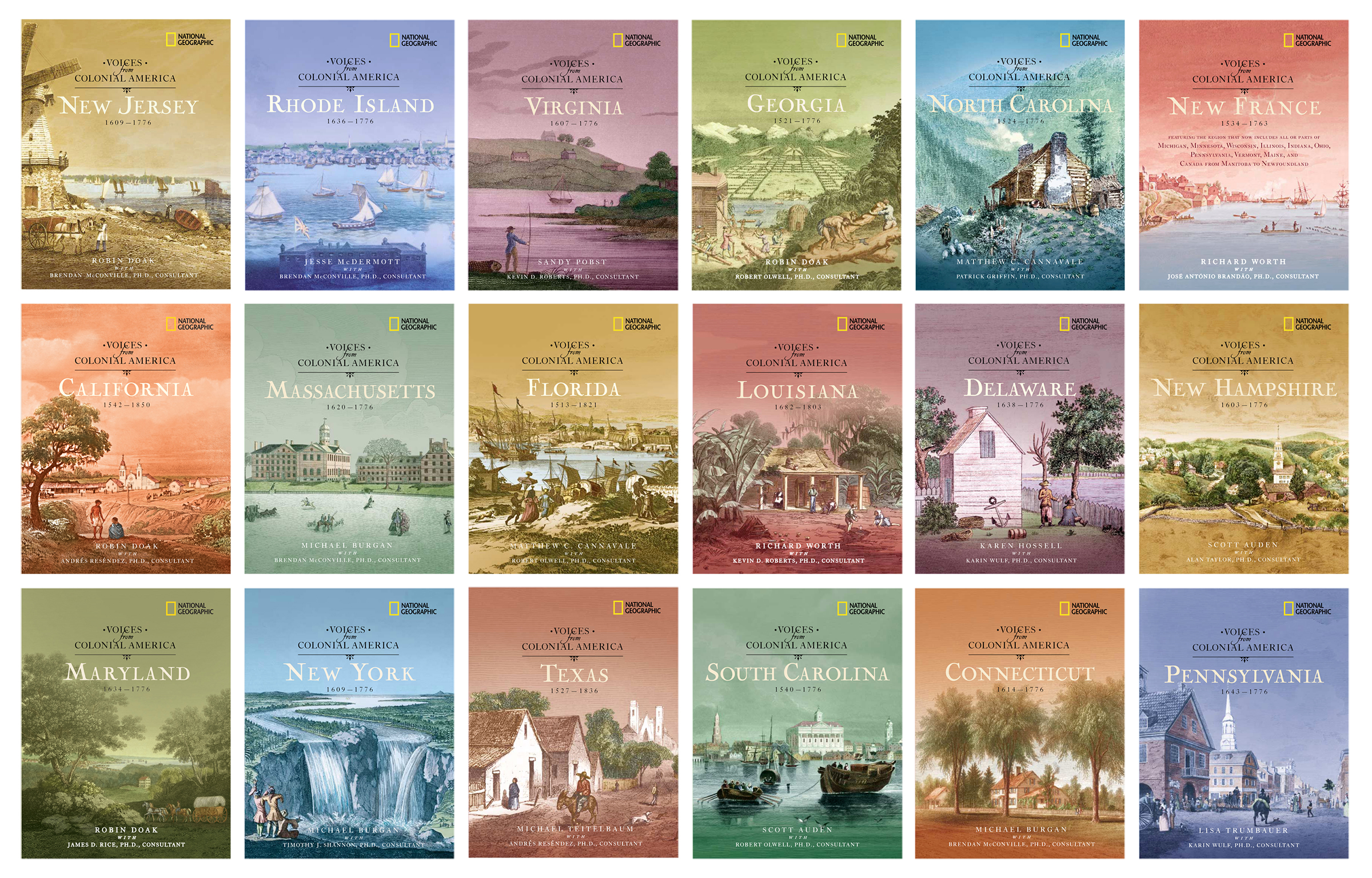 Covers feature hand-colored engravings from the 1700s and 1800s.