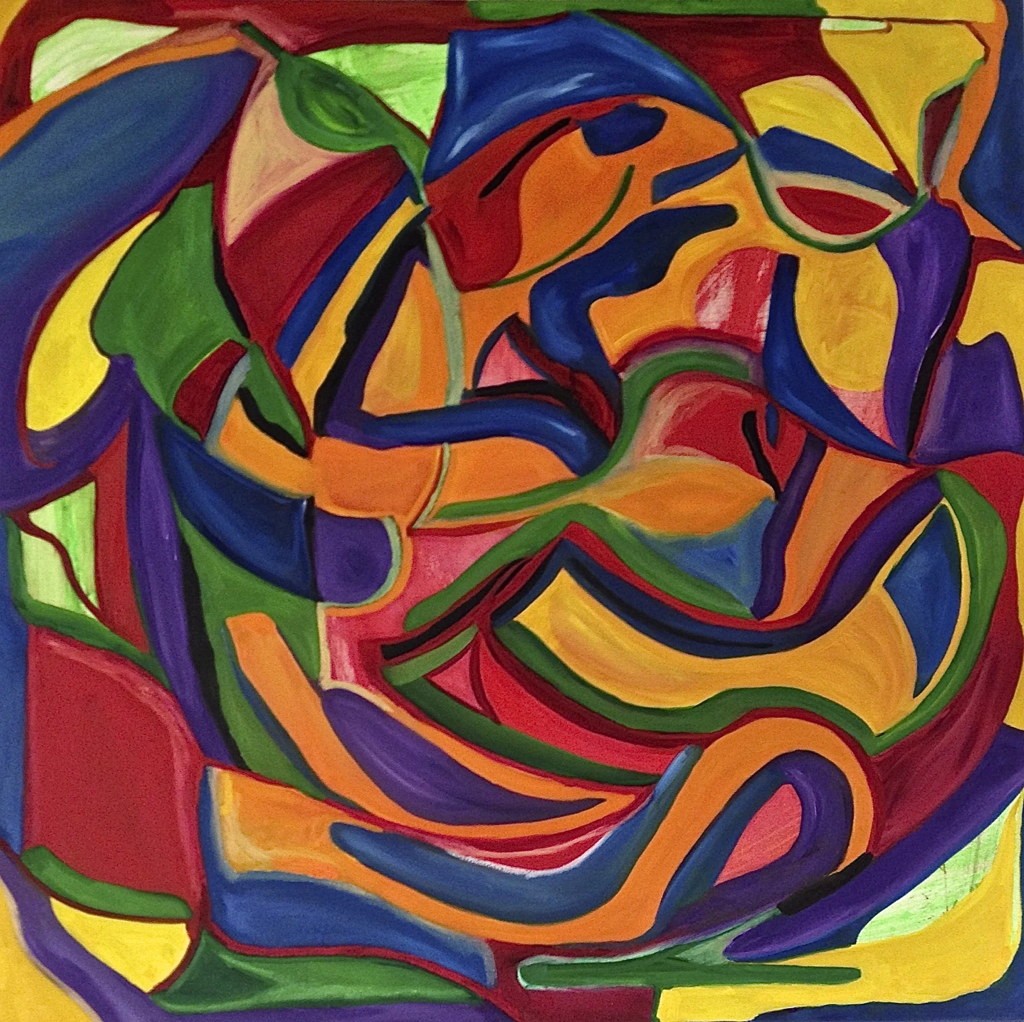 Harmony, 2016. Ink and oil on canvas, 36 x 36 in / 91.4 x 91.4 cm