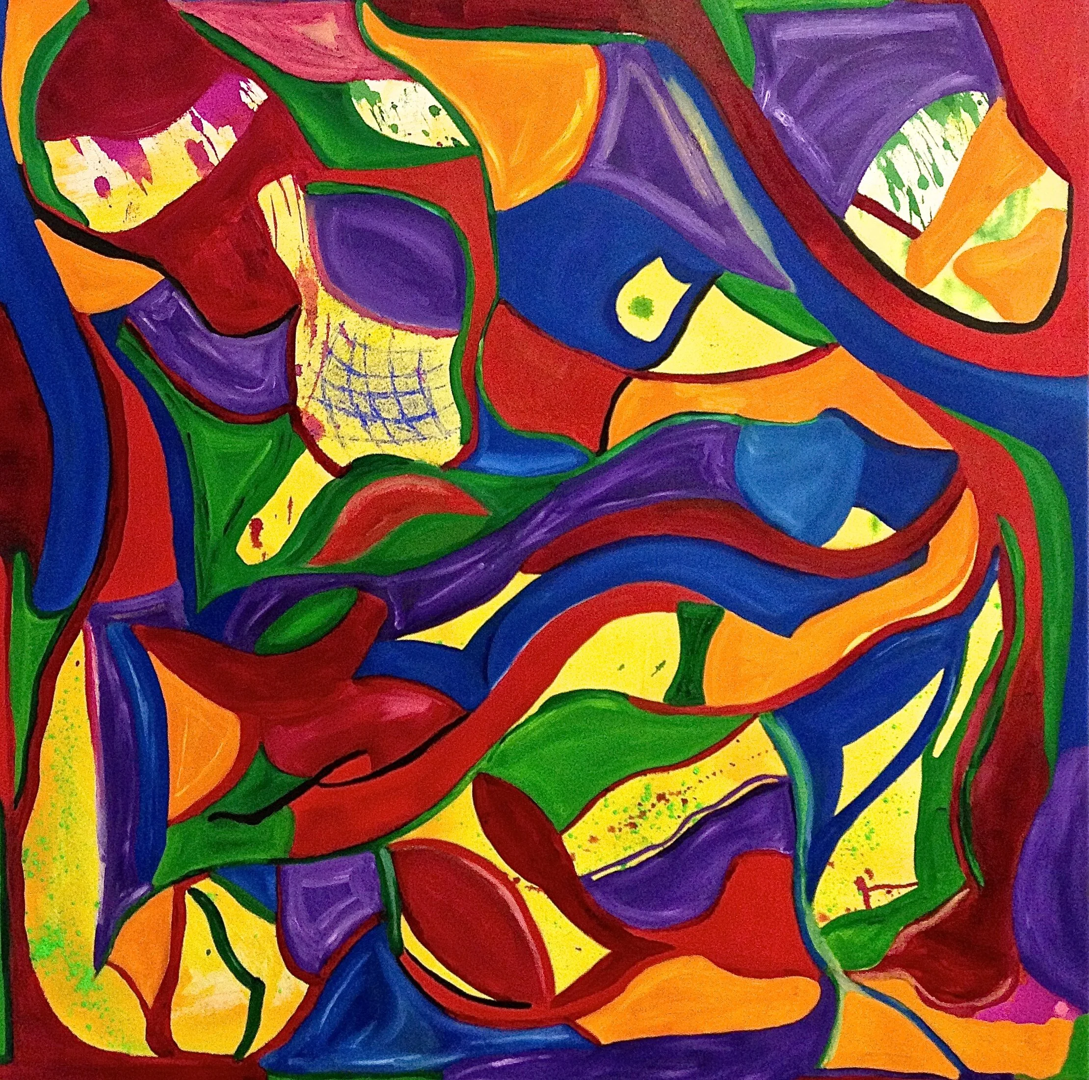 Underneath, 2016. Ink, oil and pigments on canvas, 36 x 36 in / 91.4 x 91.4 cm | Available