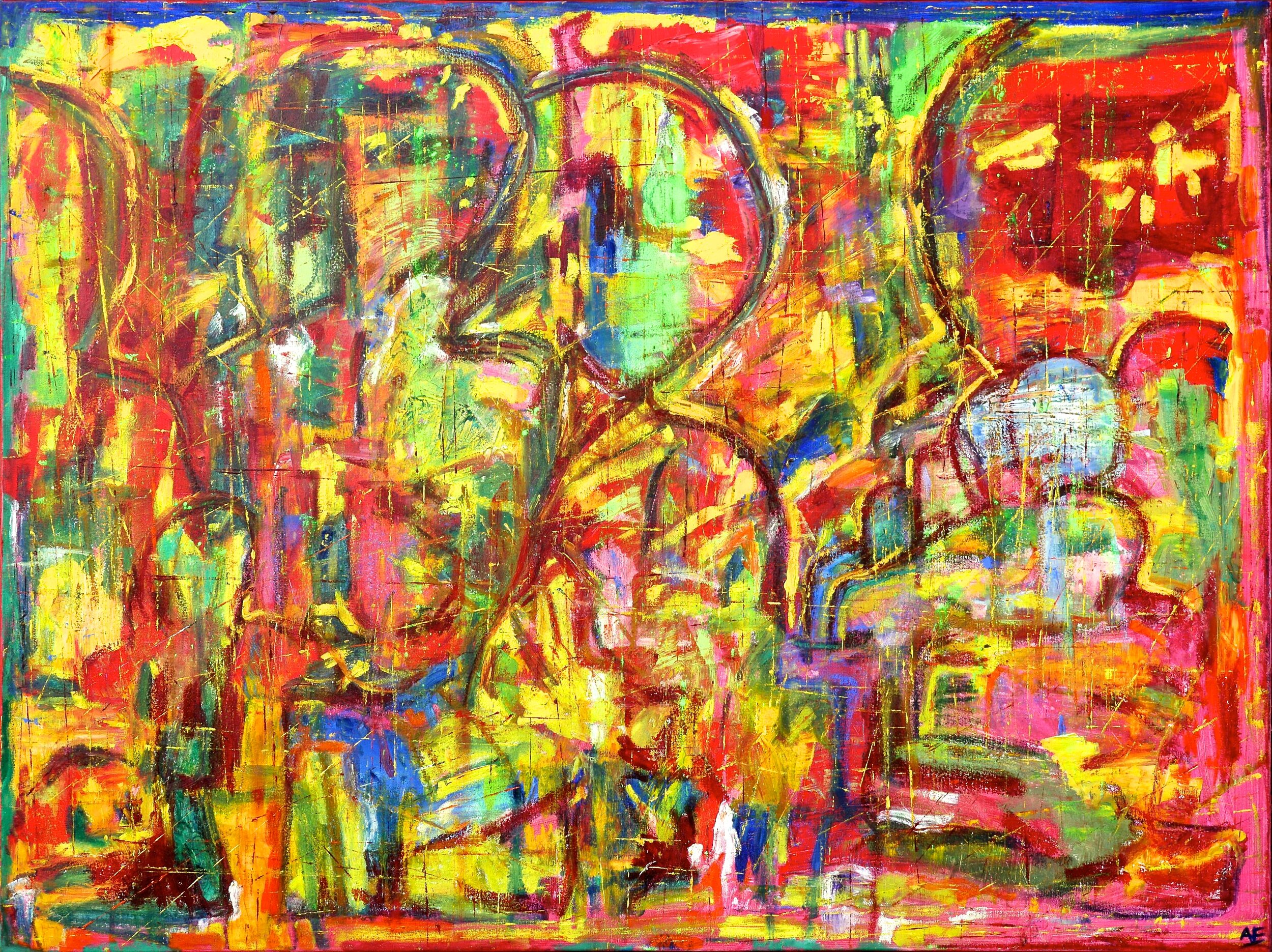 Crowded, 2016. Oil, acrylic and pigments on canvas, 36 x 48 in / 91.4 x 121.9 cm | SOLD