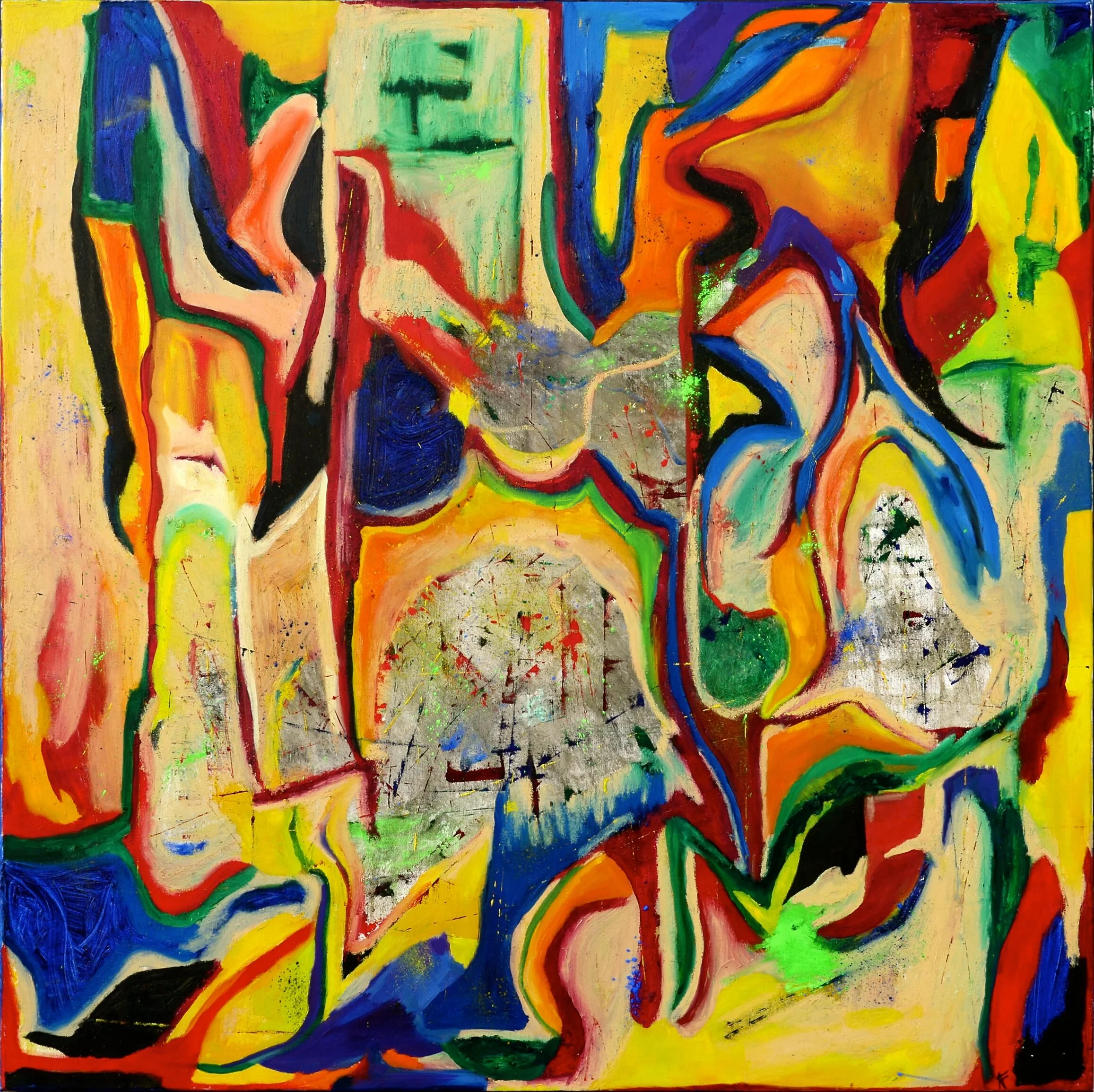 Time Travelling, 2016. Oil, acrylic and pigments on canvas, 100 x 100 cm | Available