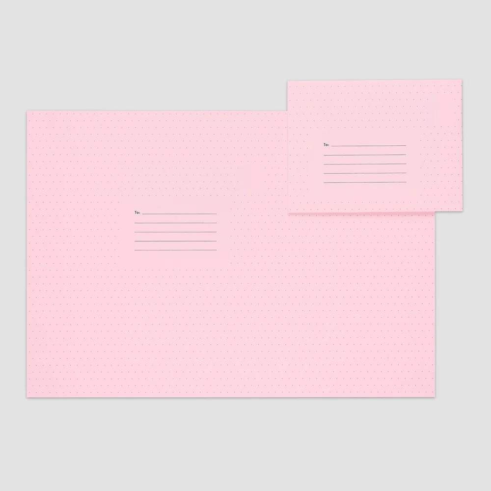 Fern Paper Co. folded Dot Wedding Invitations pastel pink