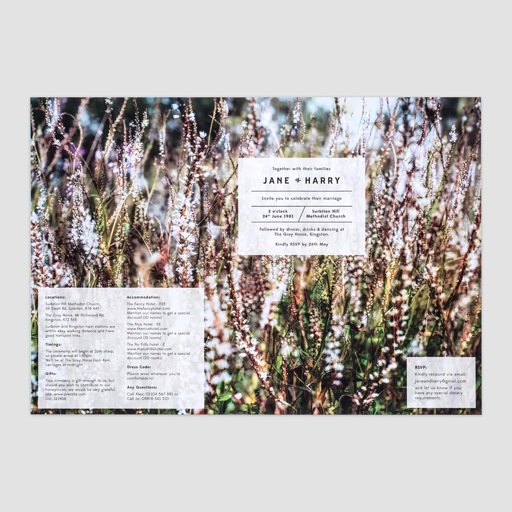 Fern Paper Co. folding wedding invitation meadow range Baneberry september field Jo Hounsome Photography