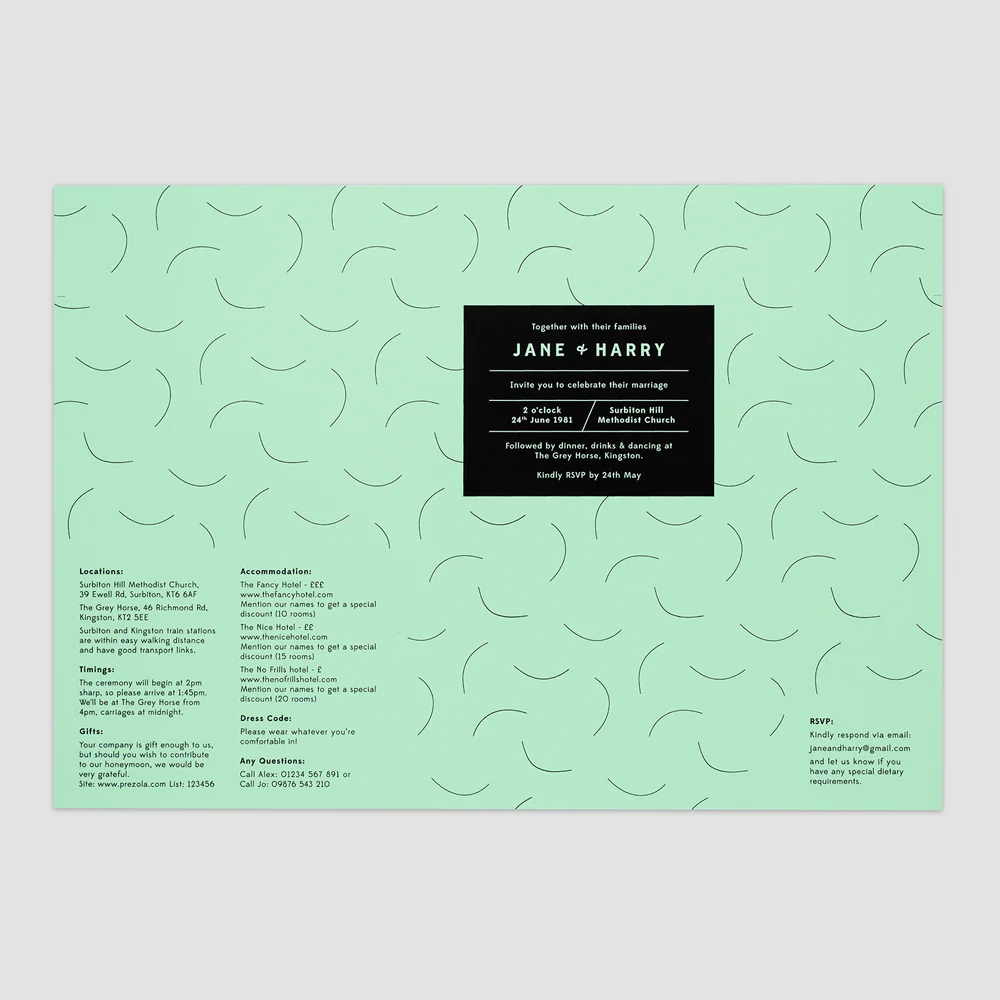Fern Paper Co. Curve Folding Wedding Invitation pastel green
