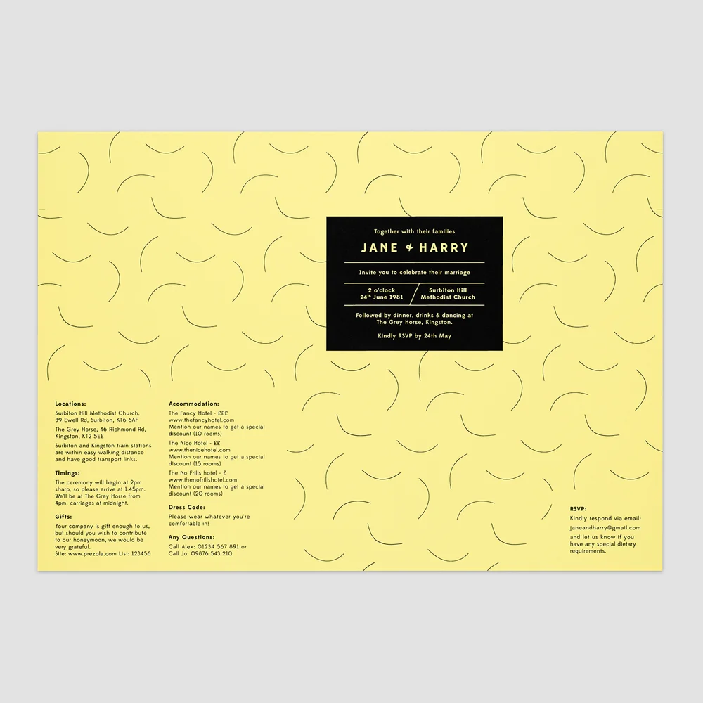 Fern Paper Co. Curve Folding Wedding Invitation pastel yellow