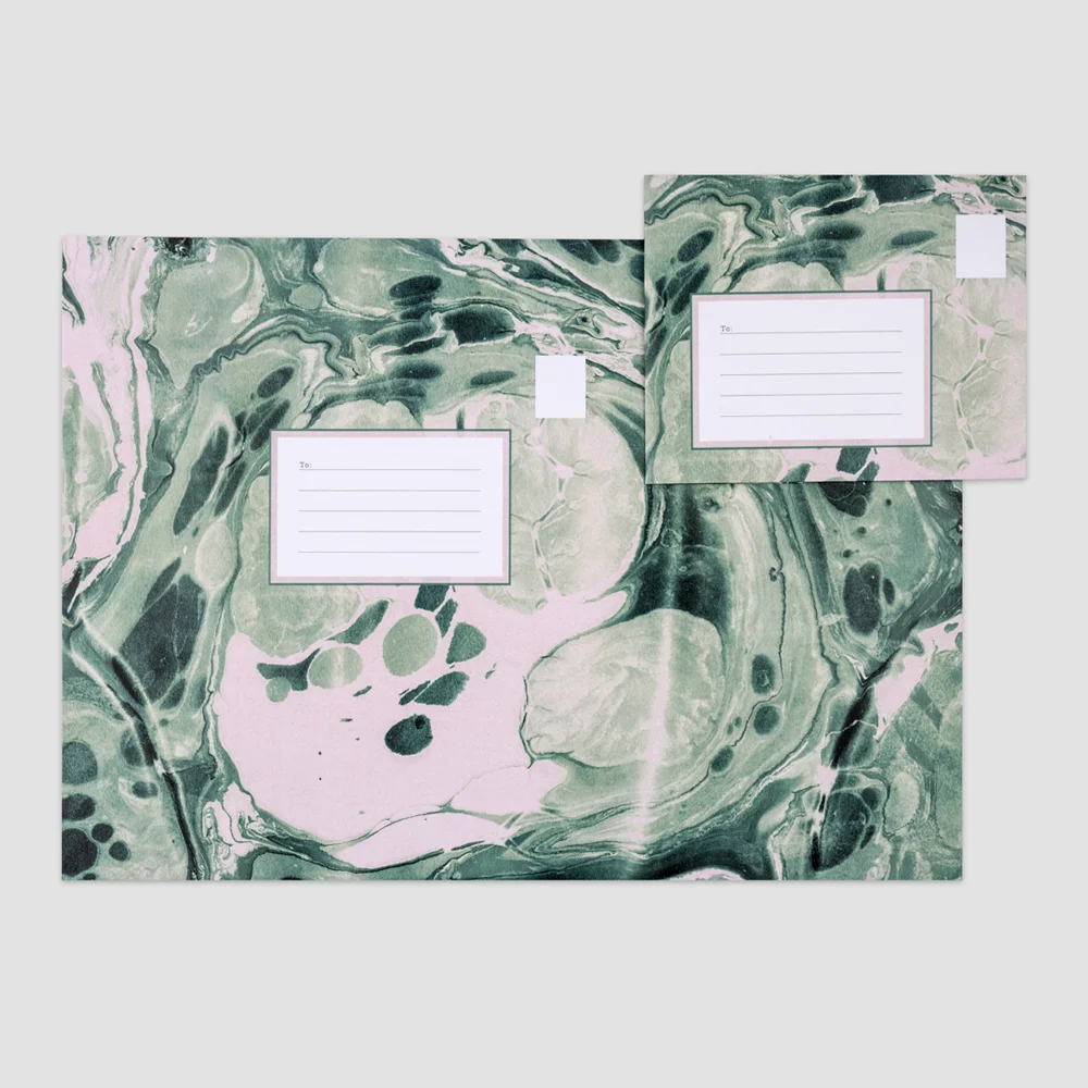 Marbled Folding Invitation Sage and Blossom A3 Fern Paper Co 2.jpg