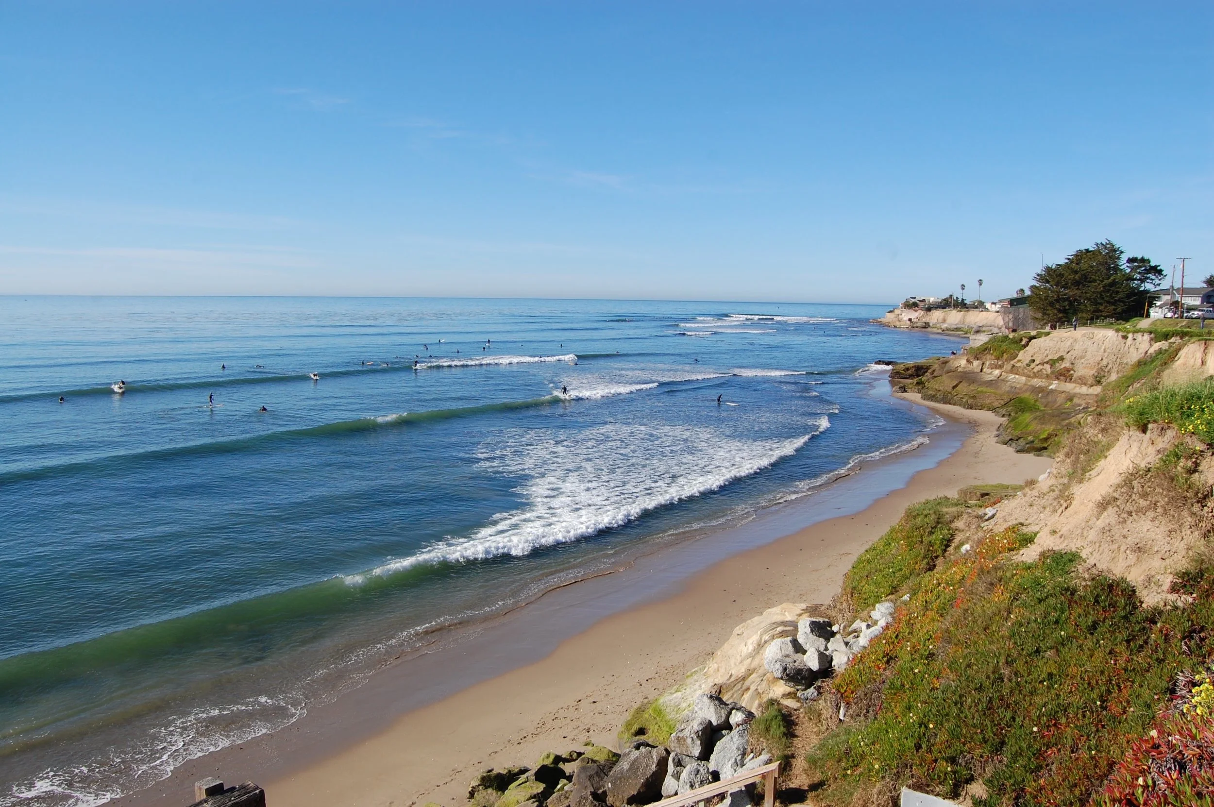 The Pleasure Point coastline along East Cliff Drive.