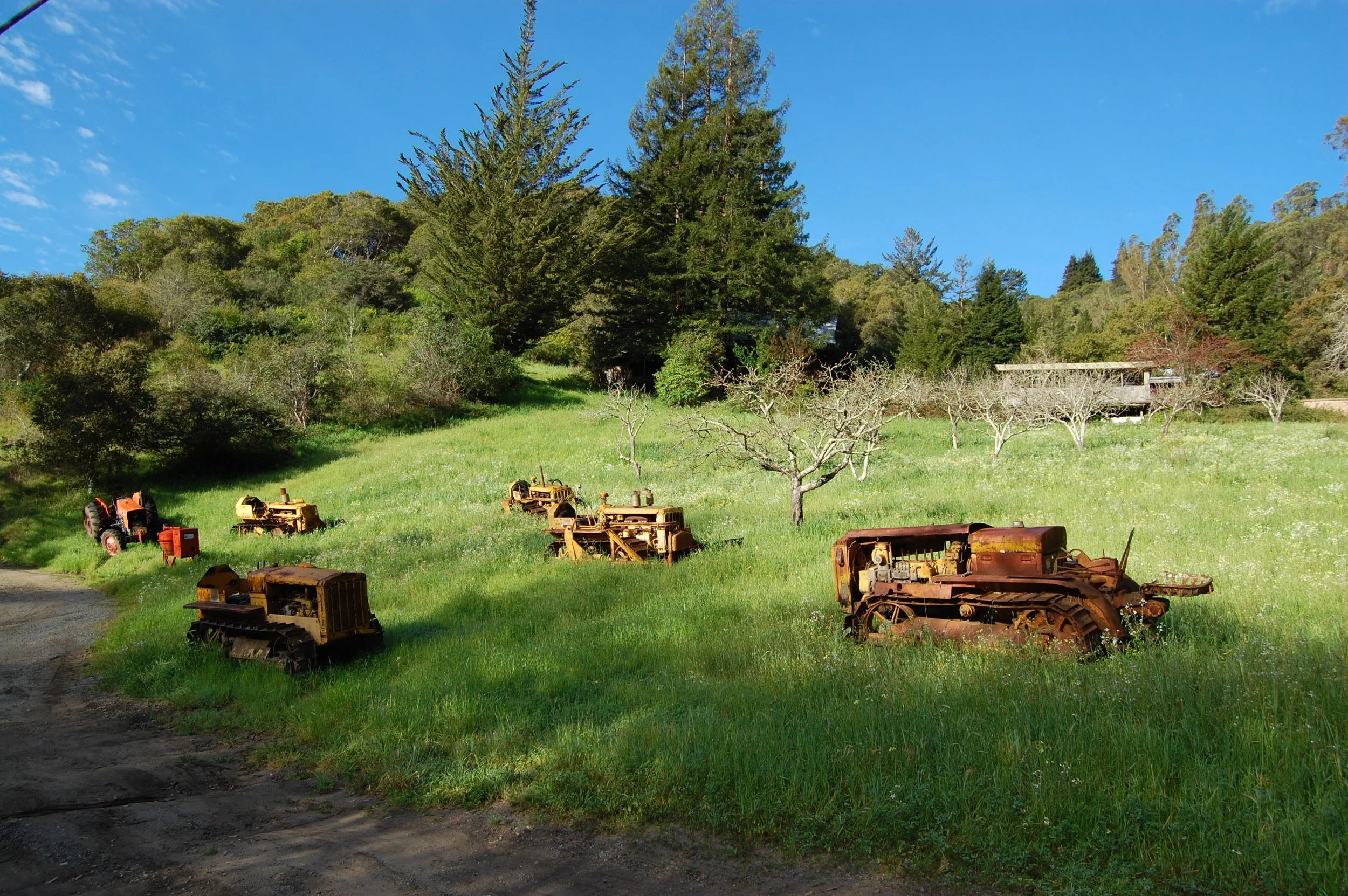 A tractor scene along North Rodeo Gulch Road, cutting over from Highway 17 to Santa Cruz/Highway 1.