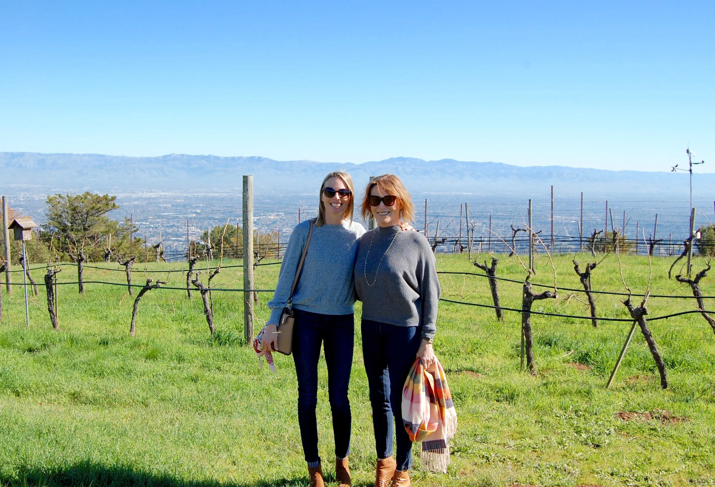 My mother and me. Look closely and you can spot Apple's new "spaceship" headquarters in the valley below. Hint: it's large, shaped like a ring, and on the left side of the photo.