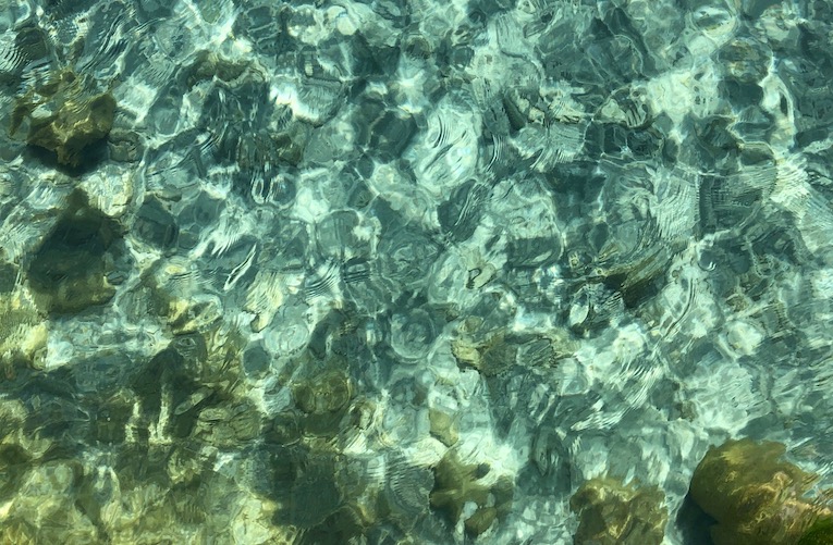 The water of Tahoe.