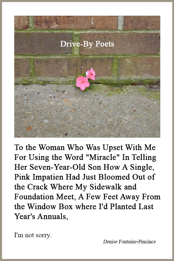Poem featured by Drive-By Poets in Northampton.