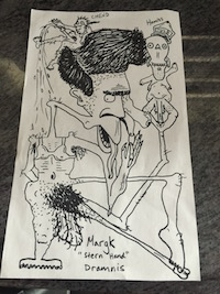 A guest drew this on the back of a draft list.