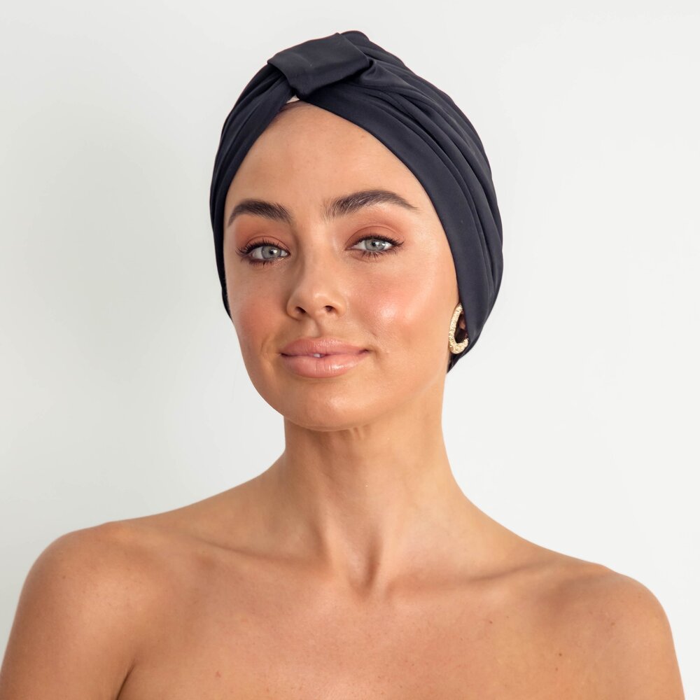 Louvelle Amelie Shower Cap in Black — The Glamoury