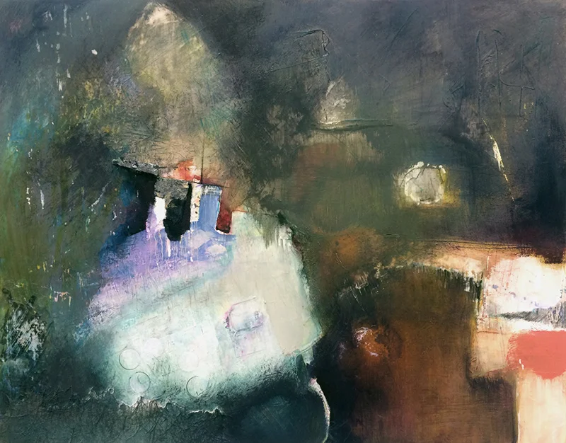 Perfect Storm Ink, acrylic, collage on mylar (17 x 20 in) $500 (framed)