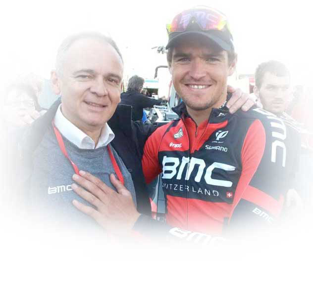 Max with Greg Van Avermaet at a grand tour