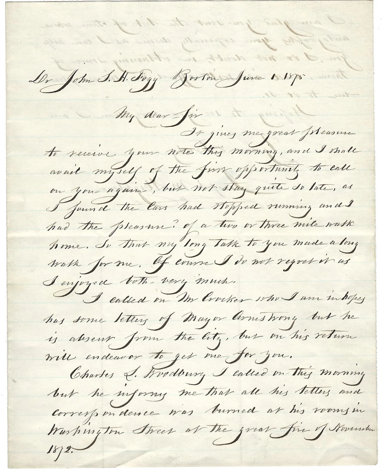 Letter from Wightman to Fogg (MS0119/DC921.1875)