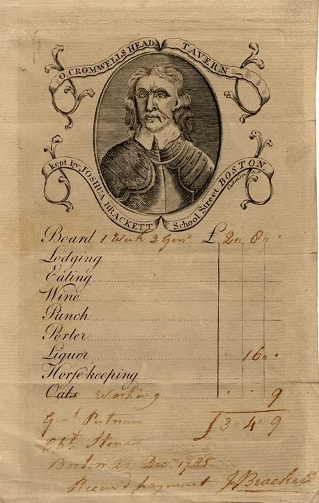 1889.0023 Bill from Cromwell's Head Tavern, Gift of Dr. J. F. Pratt