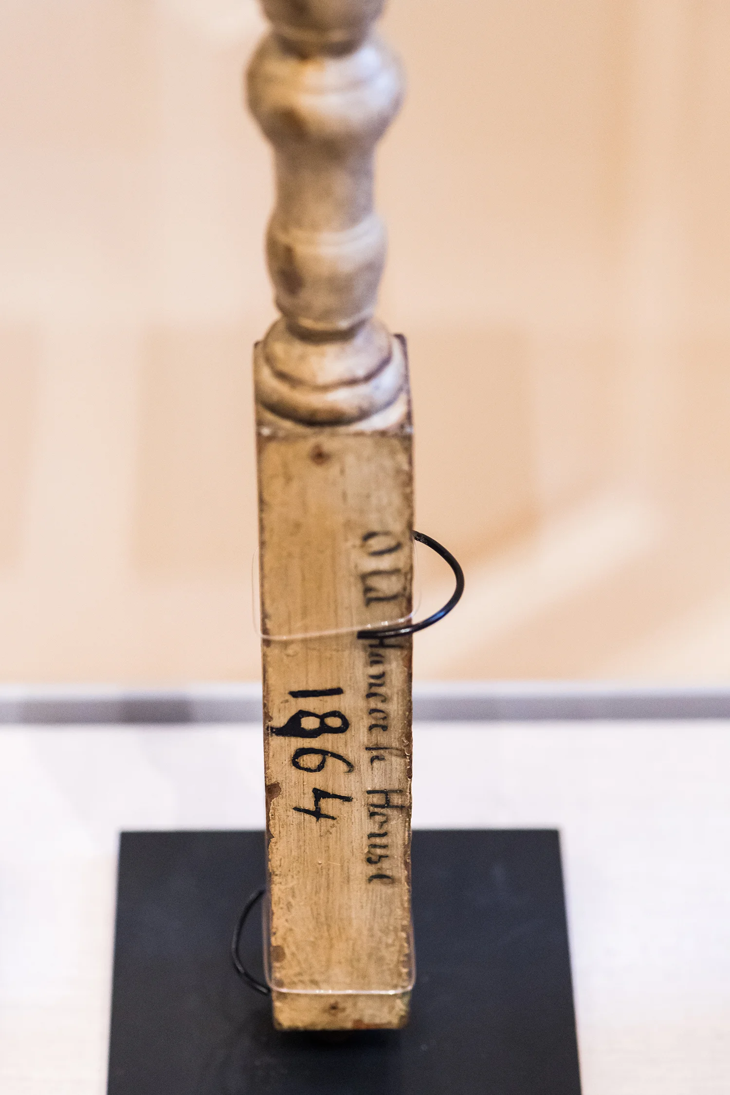 A balluster from the Hancock house, inscribed with its provenance.