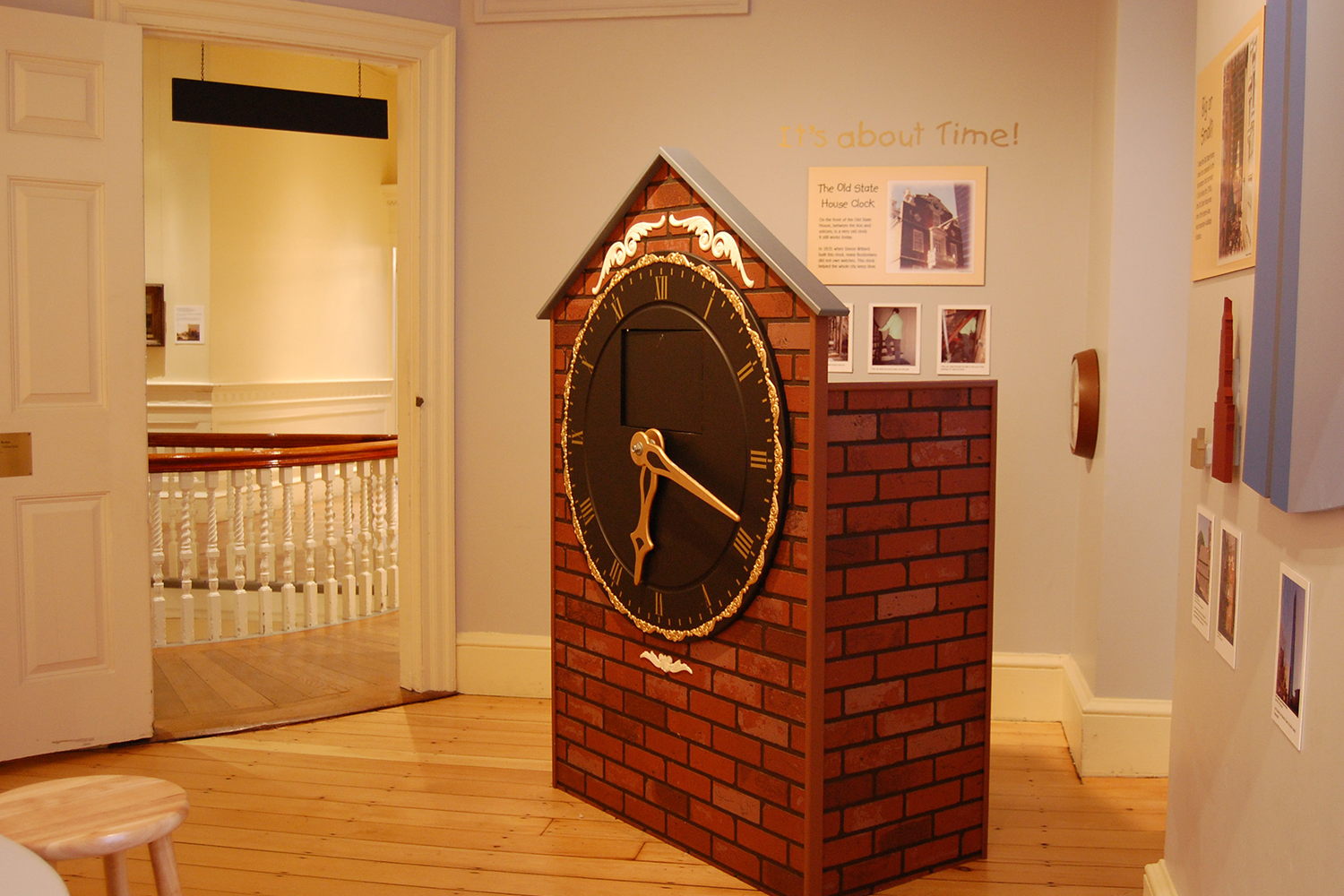 A miniature replica of the Old State House clock.