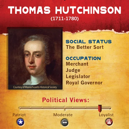 Revolutionary Character card featuring Thomas Hutchinson.