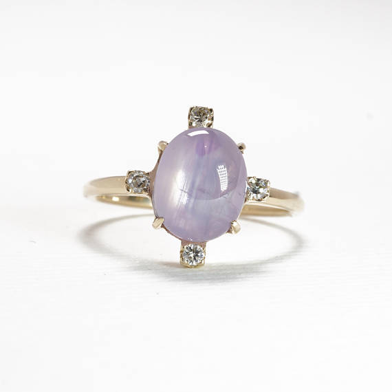 Purple Star Sapphire Engagement Ring