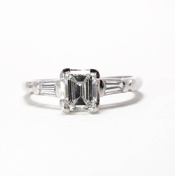 Emerald Cut Engagement Ring In Platinum