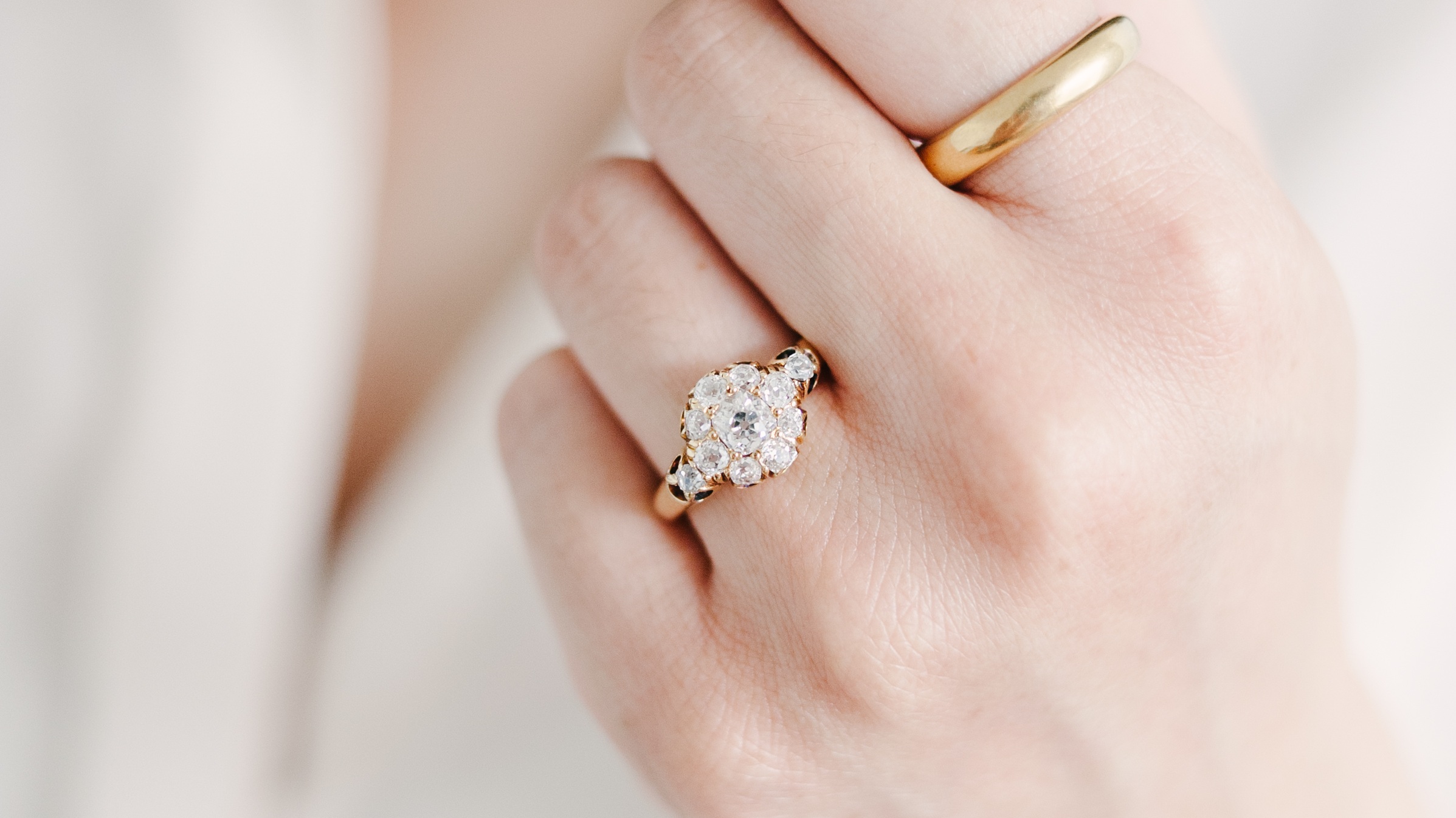 Collection of various antique and vintage diamond engagement rings and wedding bands