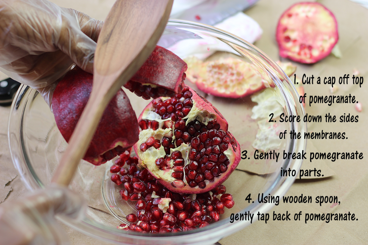 Click here to learn How To Easily De-seed A Pomegranate
