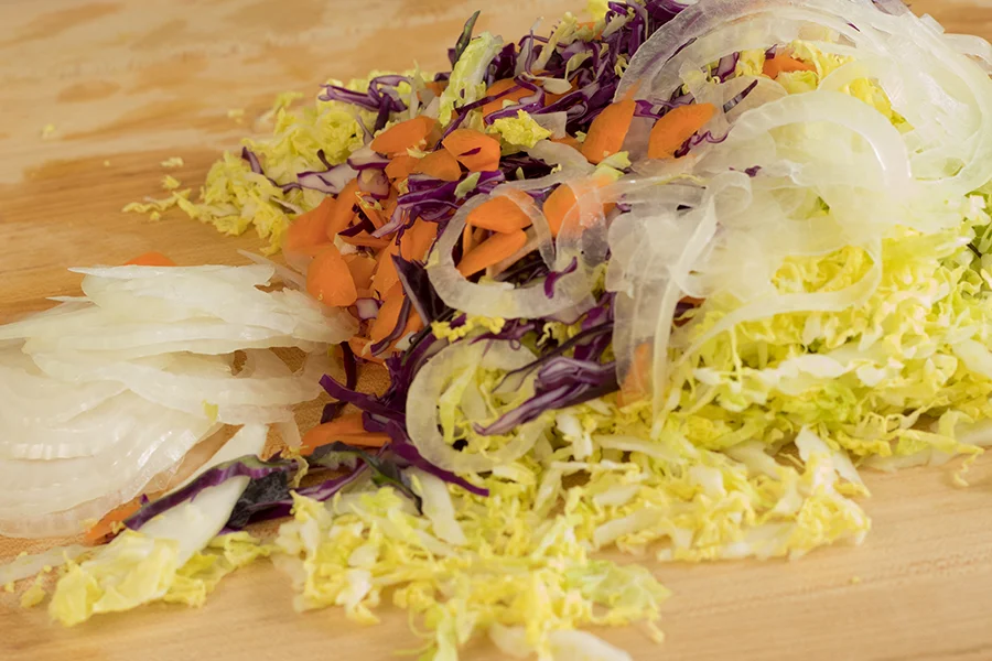 Shredded vegetables.