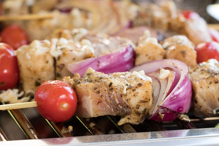 swordfish kabob on a grill