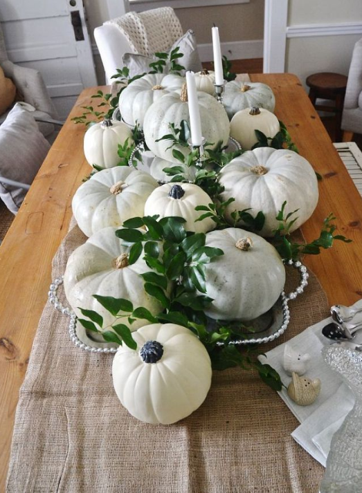 White pumpkins fall centerpiece source