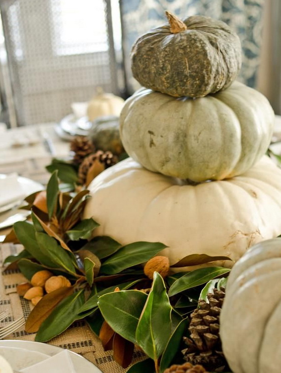 White pumpkin fall centerpiece source