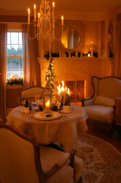 Romantic fireside dining for two image source
