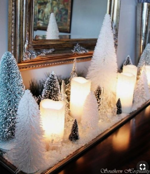 Christmas vignette with trees and candles source