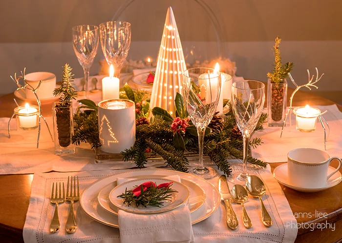Christmas tablescape with centerpiece