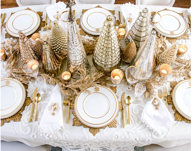 Gold and white tablescape source