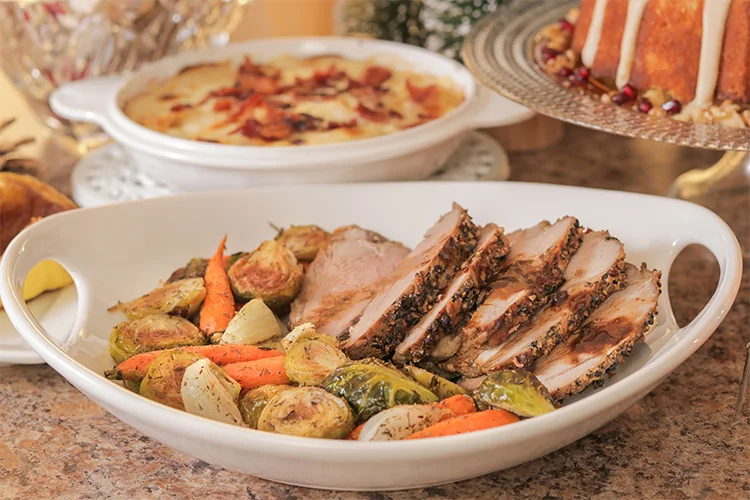 Sliced peppered roast of lamb