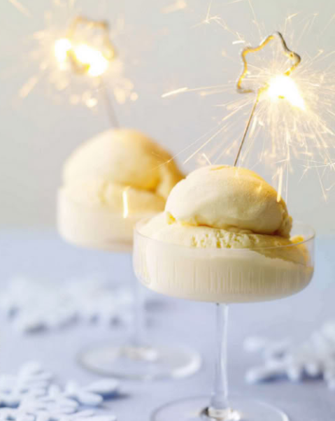 Ice cream scoops with New Year’s sparklers source