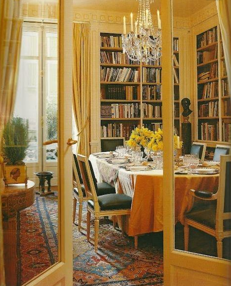 Classic dining space is also a library source