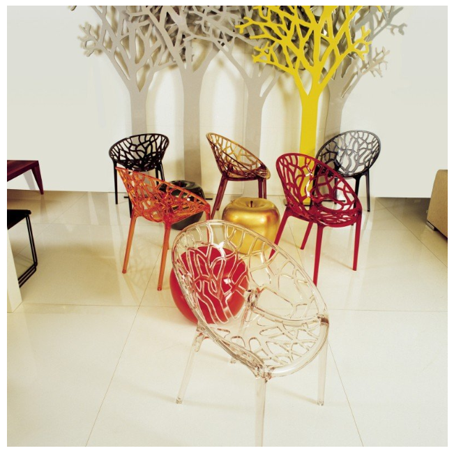 Source to find these branch design transparent chairs