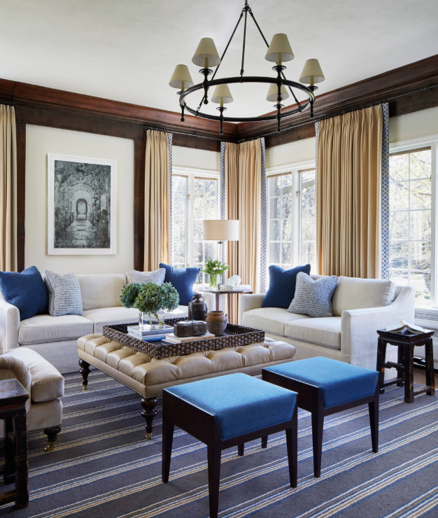 Blue as accent color in living room by Gemma Parker Design LLC on Houzz
