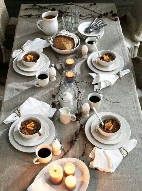 Casual white table setting source