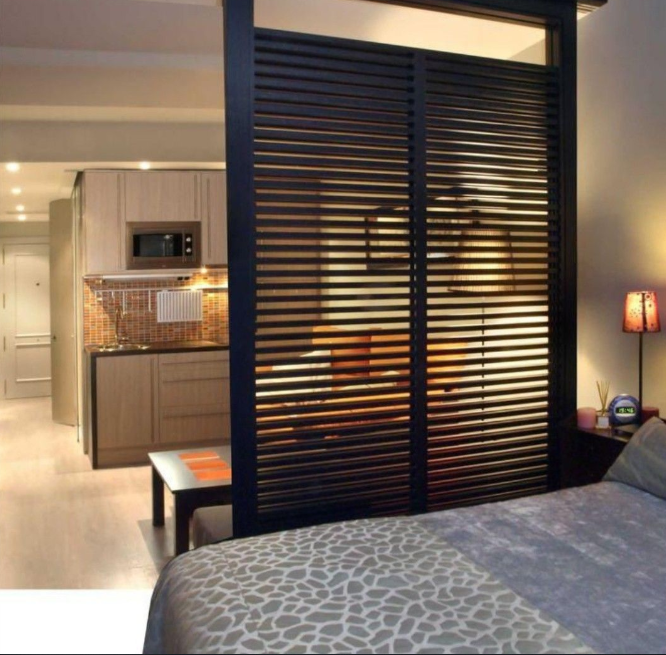 Stationary divider screen in studio apartment source