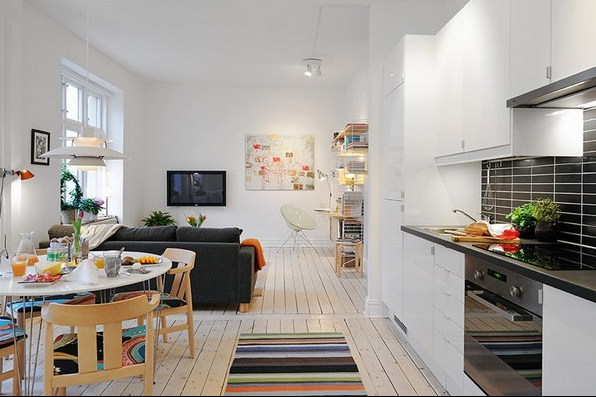 Lighting in apartment combined living spaces source