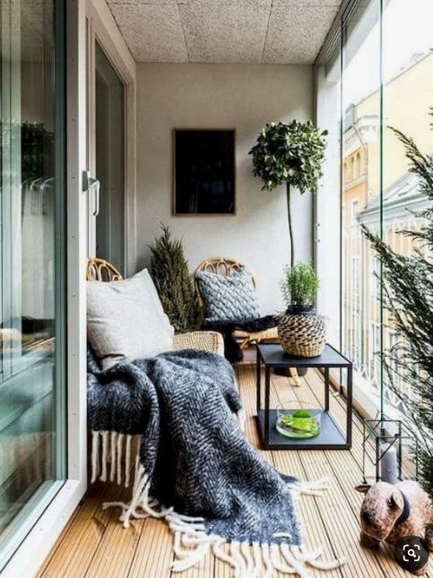 Blue and white decor on porch source